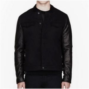 T by Alexander Wang | Canva Twill Jacket with Leather Sleeves | Size Small